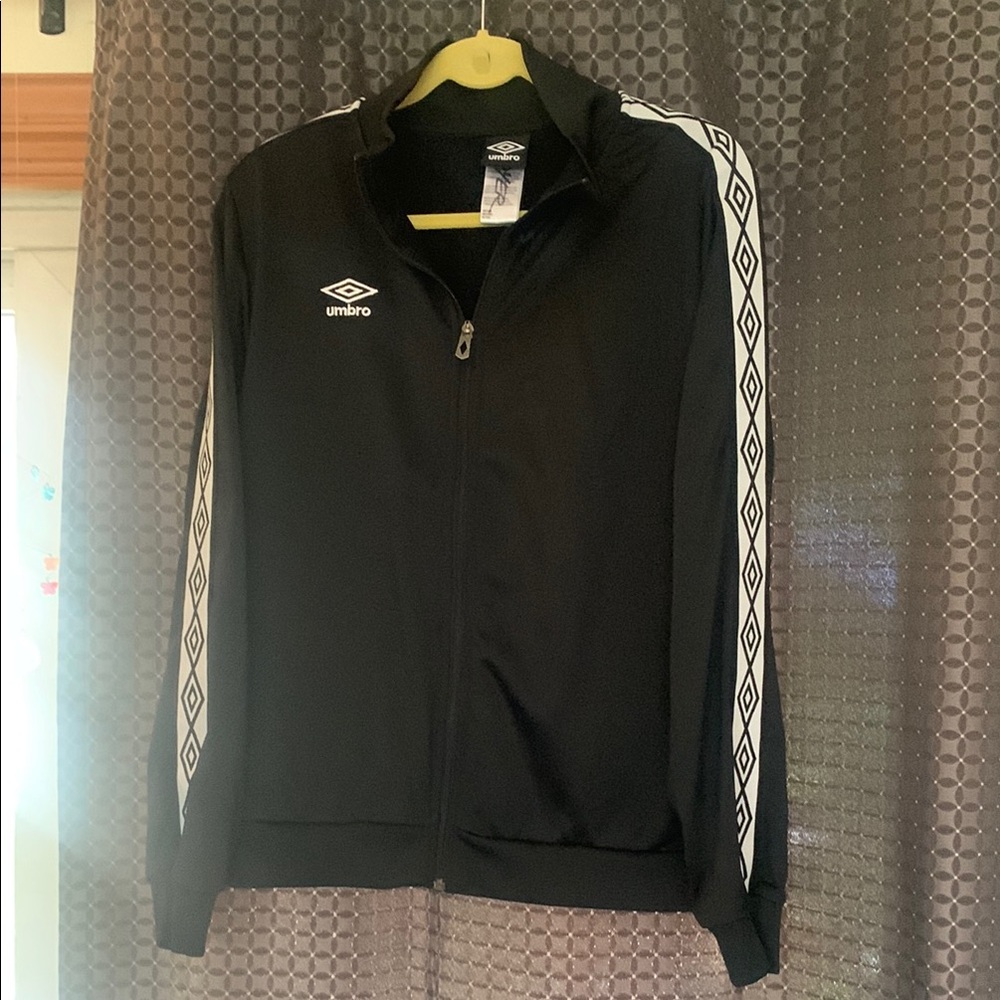 Umbro Black Jacket with White Patterned Stripes